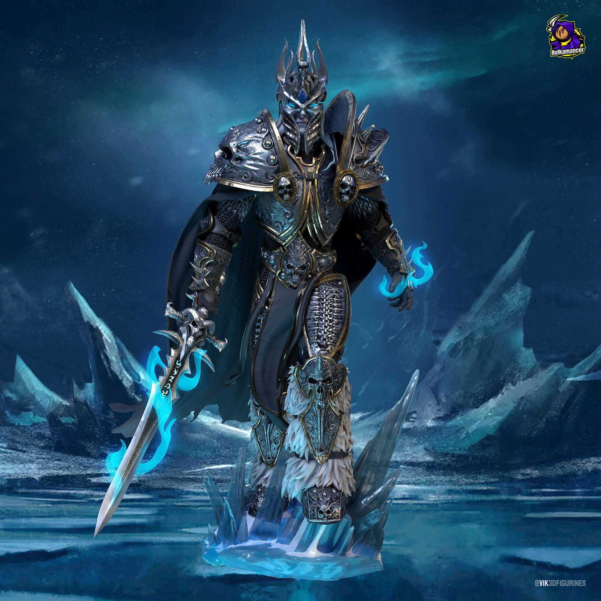 Arthas Menethil resin figure, Lich King Statue, Hand Painted, 28.4 cm (11.2 in)