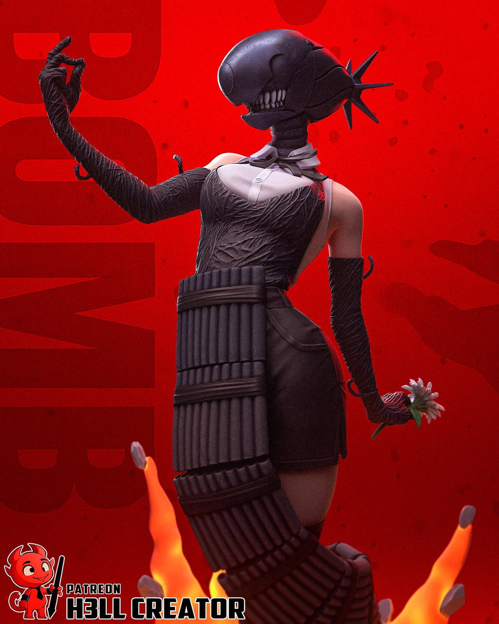 Reze Resin Statue, Hand Painted Collectible Figure, 188 mm (7.4 in)