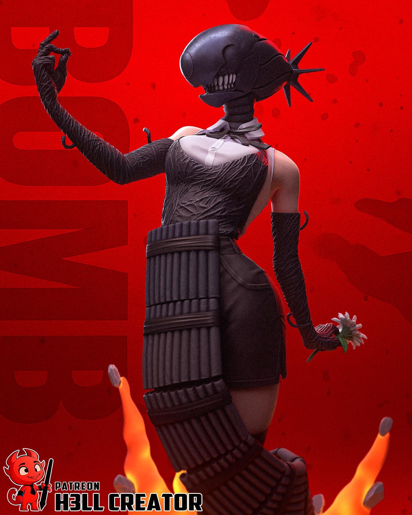 Reze Resin Statue, Hand Painted Collectible Figure, 188 mm (7.4 in)