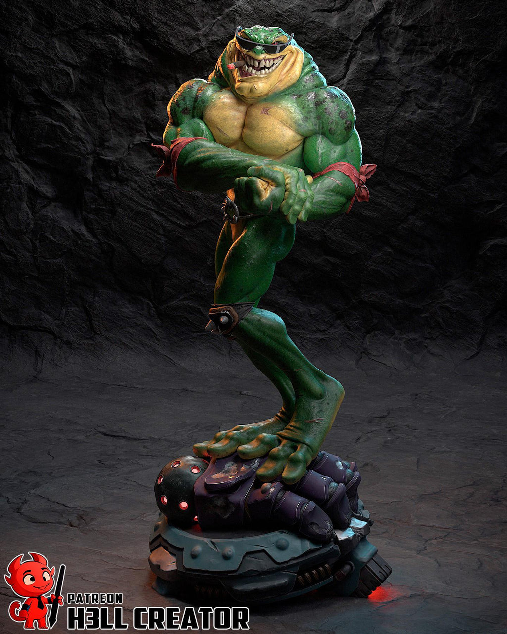 Rash Battletoads Figure, Resin Statue, Hand Painted Collectible, 8.3 in