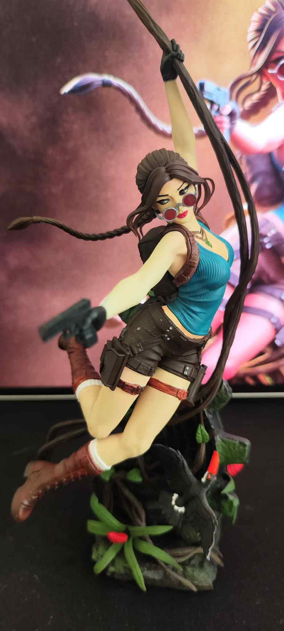 Lara Croft Statue, Tomb Raider Resin Figure, Hand Painted Collectible