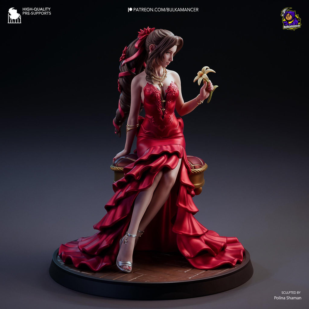 Aerith Gainsborough Figure, Resin Statue, Hand Painted, 17.7 cm (6.97 in)