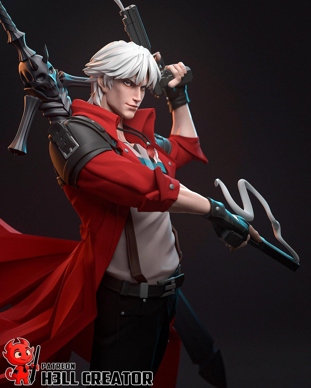 Dante resin statue, Hand Painted Game Collectible Figure, 233 mm
