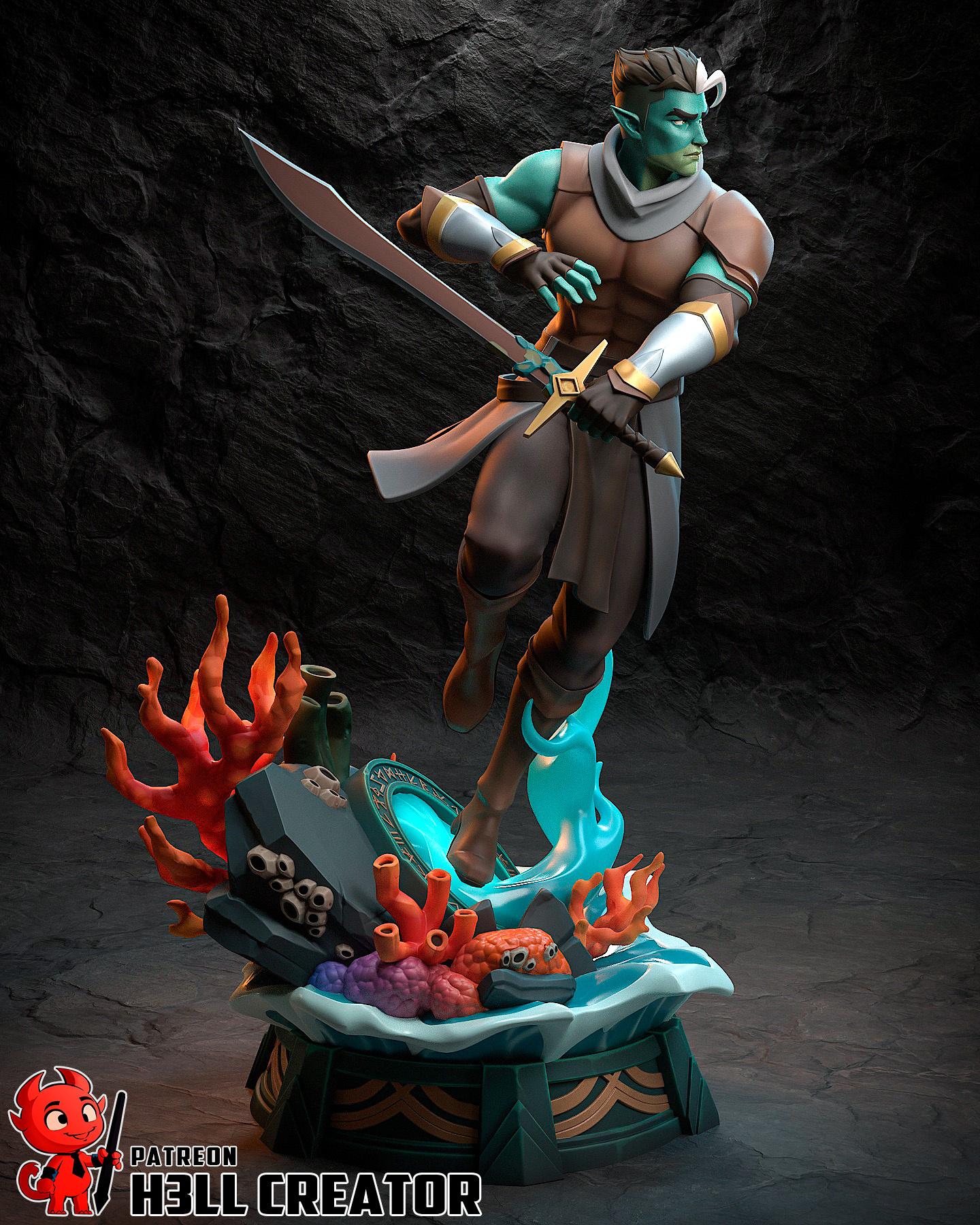 Fjord Resin Figure, Hand Painted Collectible Statue Models, 24 cm