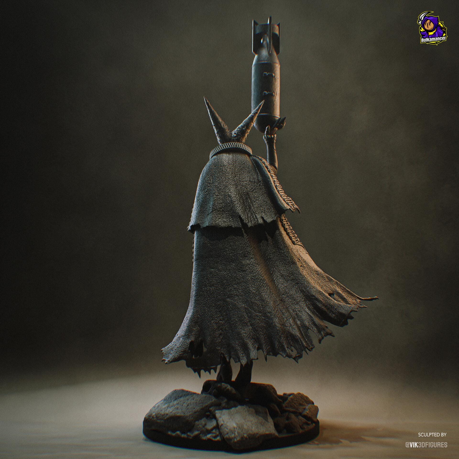 Artillery Witch Figure Resin Statue, Hand Painted Collectible, 36 cm (14.17 in)