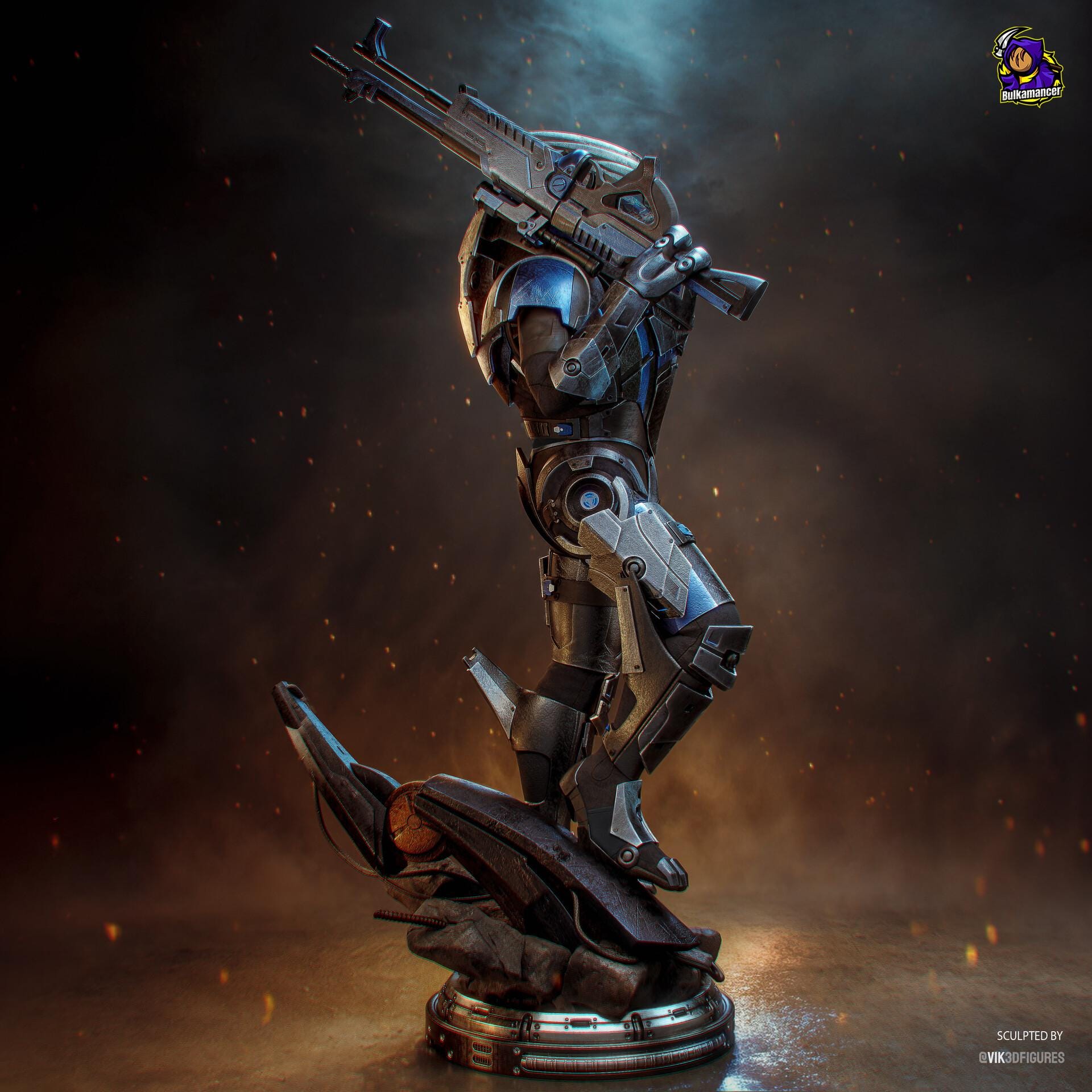 Garrus Vakarian Statue, Hand Painted Resin Figure, 331 mm / 13.0 in