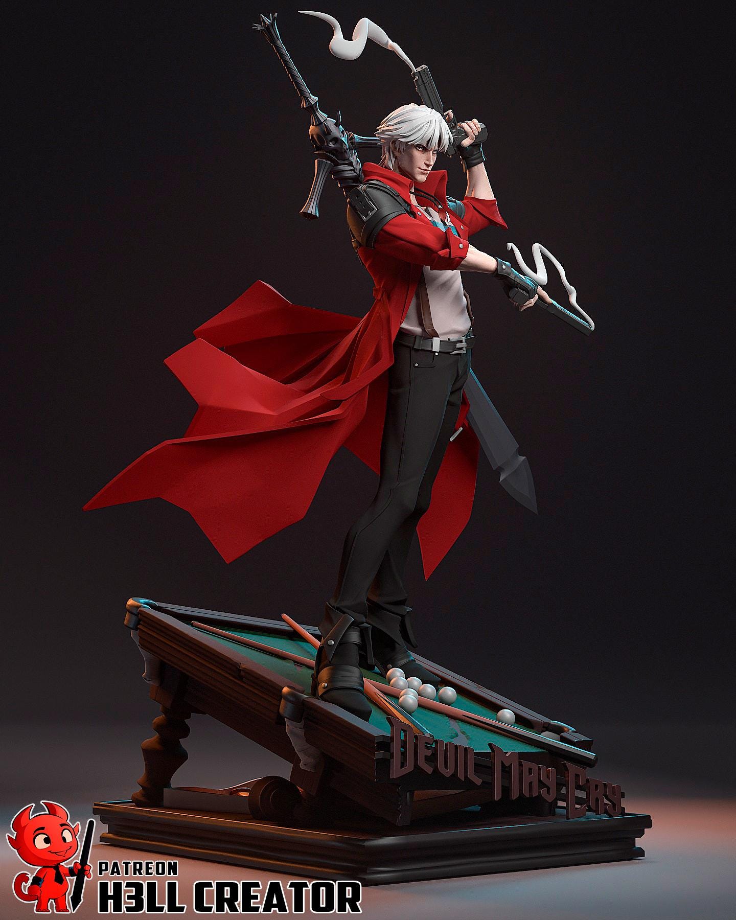 Dante resin statue, Hand Painted Game Collectible Figure, 233 mm
