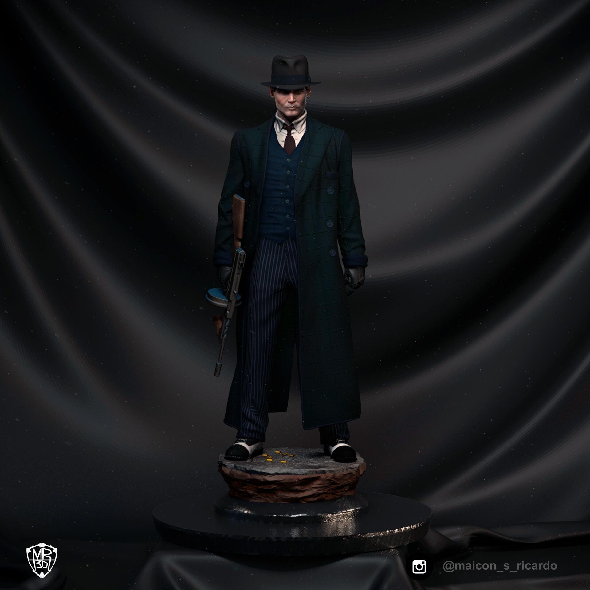 John Dillinger resin figure, Hand Painted Collectible Statue, 25 cm (9.8 in)