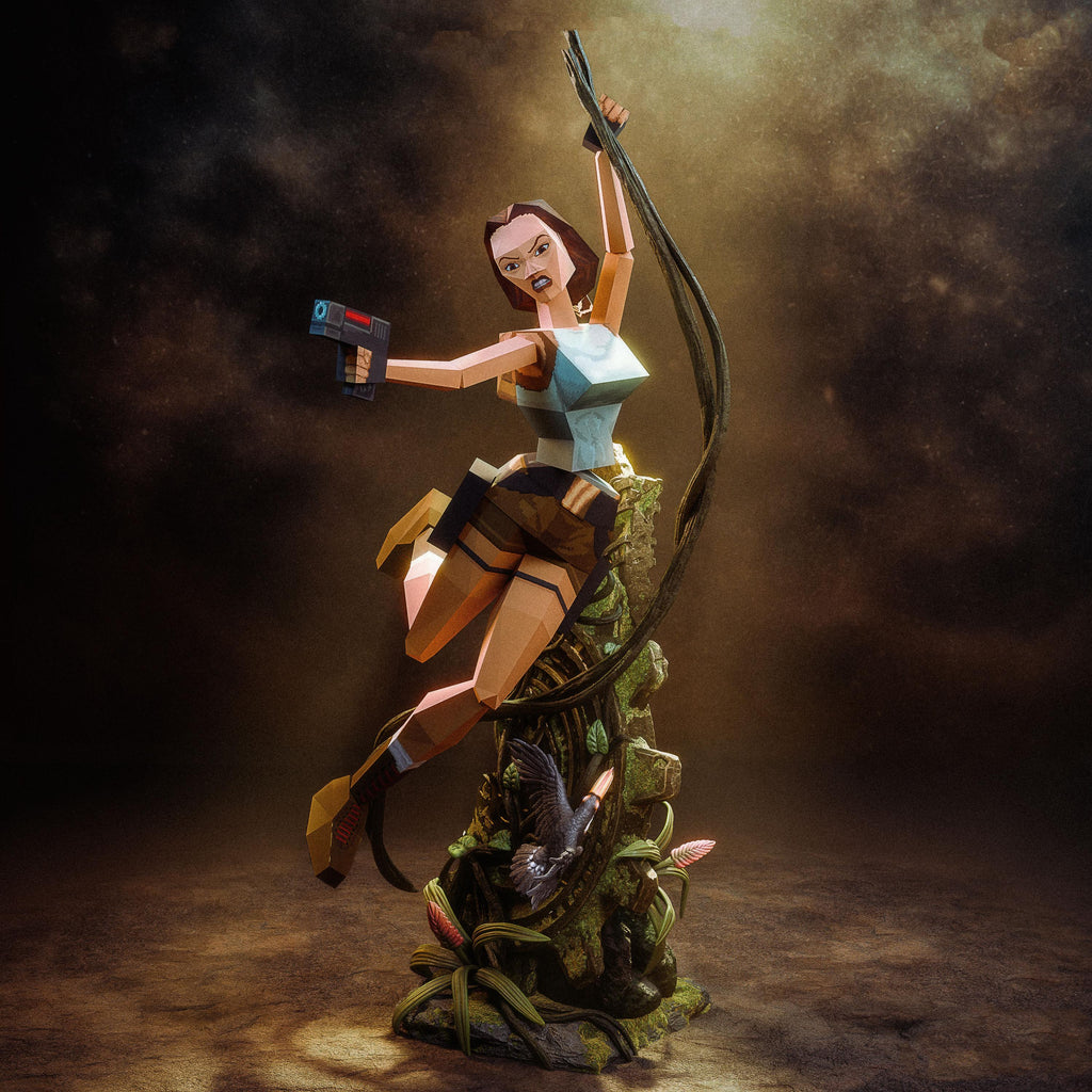 Lara Croft Statue, Tomb Raider Resin Figure, Hand Painted Collectible