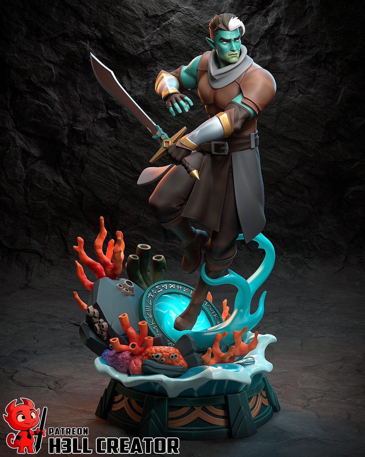 Fjord Resin Figure, Hand Painted Collectible Statue Models, 24 cm
