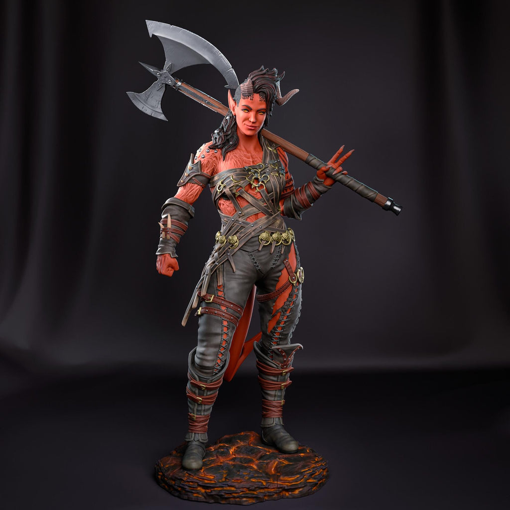Karlach resin figure, Tiefling Resin Statue, Hand Painted, 28.9 cm