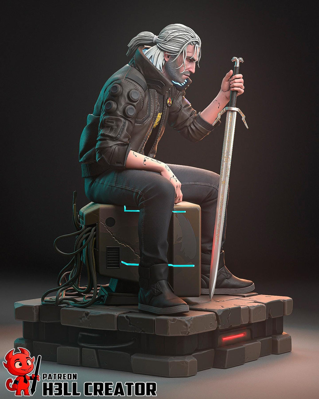 Geralt Rivia Statue, Hand Painted Collectible Figure, 132 mm (5.2 in)