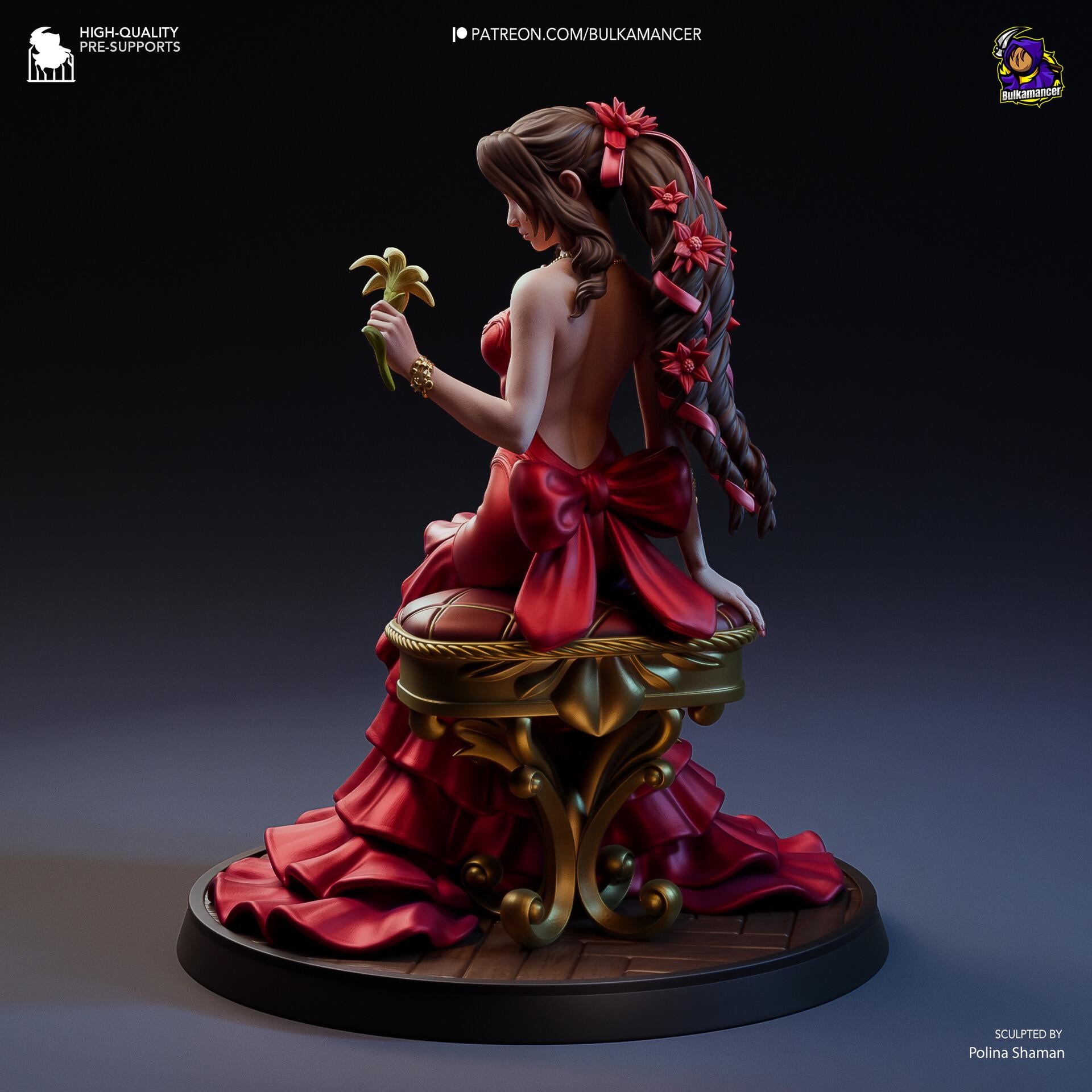 Aerith Gainsborough Figure, Resin Statue, Hand Painted, 17.7 cm (6.97 in)