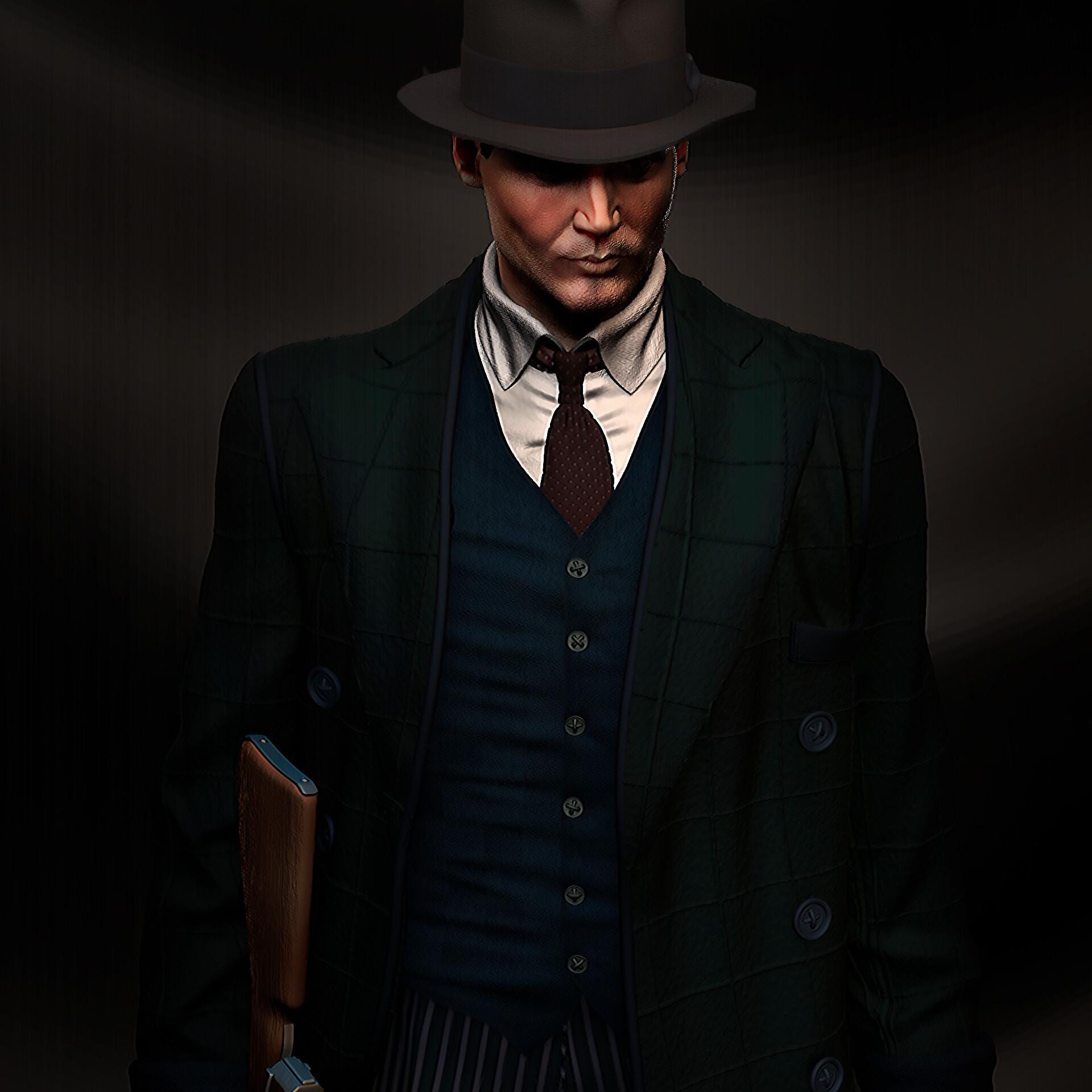 John Dillinger resin figure, Hand Painted Collectible Statue, 25 cm (9.8 in)