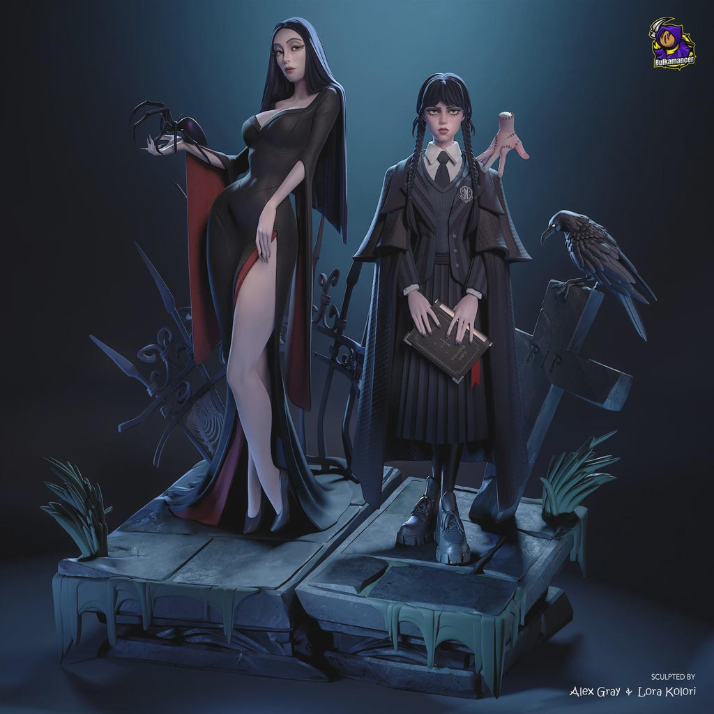 Wednesday Morticia Addams Figure,Resin Statue, Hand Painted 28 cm