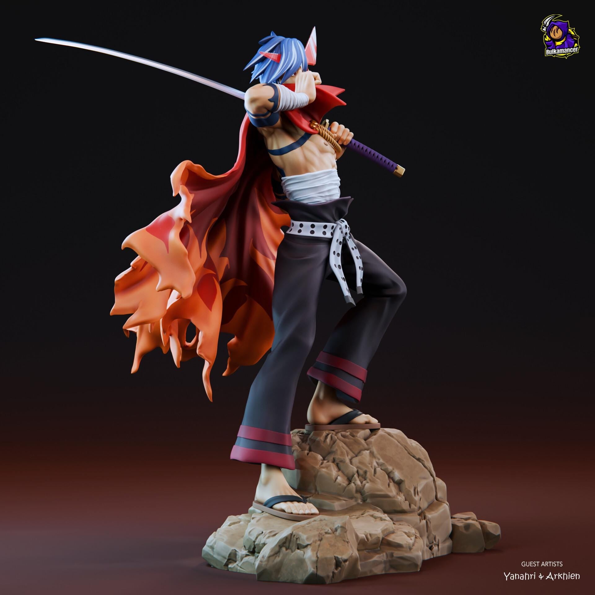 Kamina Resin Figure, Hand Painted Collectible Statue, Anime Fan Art