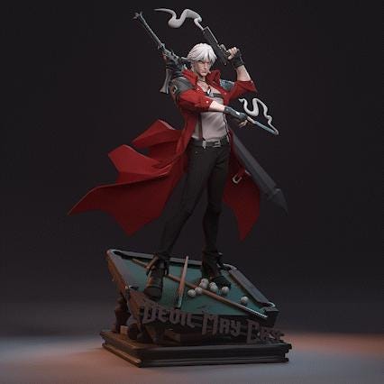 Dante resin statue, Hand Painted Game Collectible Figure, 233 mm
