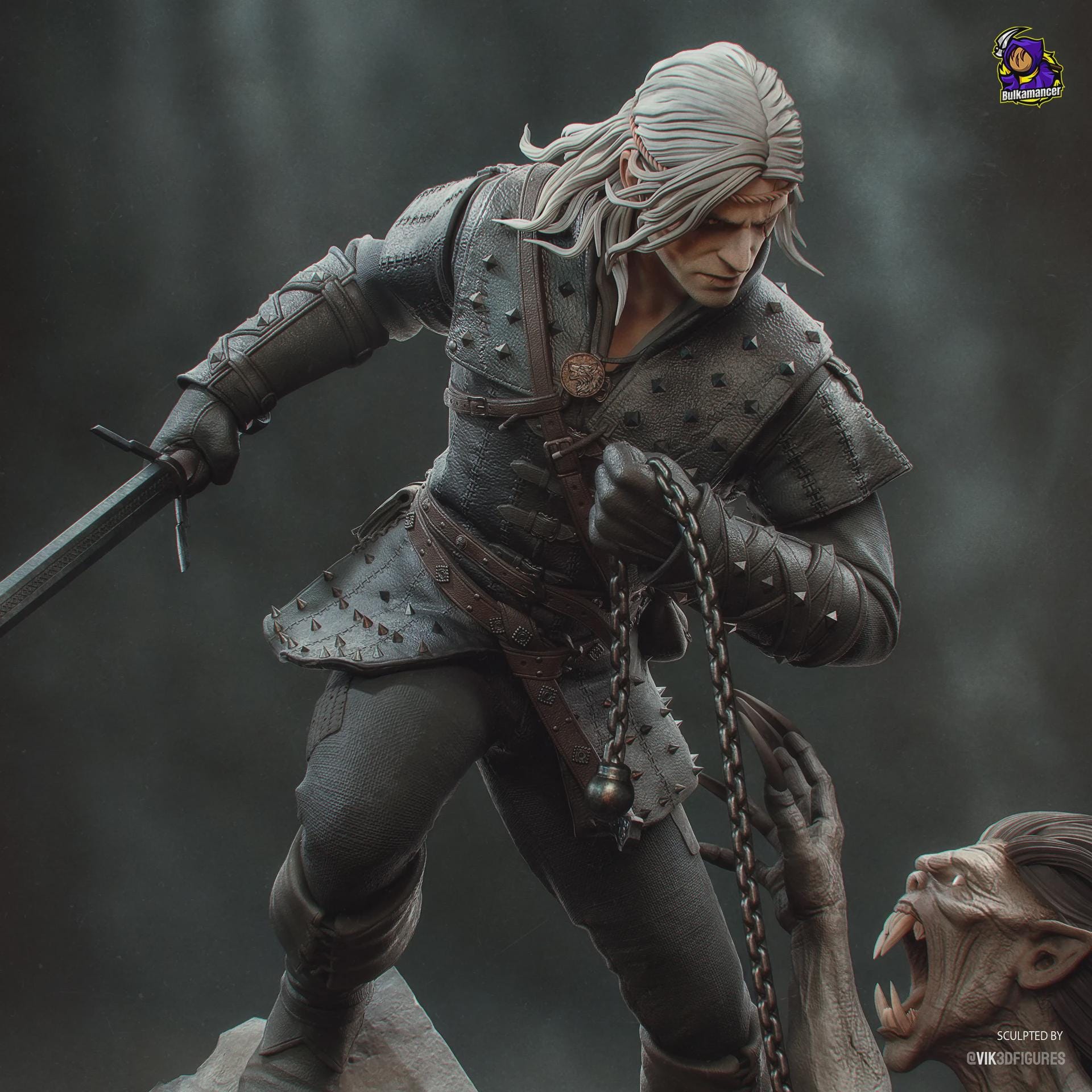 Geralt of Rivia figure, Resin Statue, Hand Painted Collectible, 25.1 cm (9.88 in)