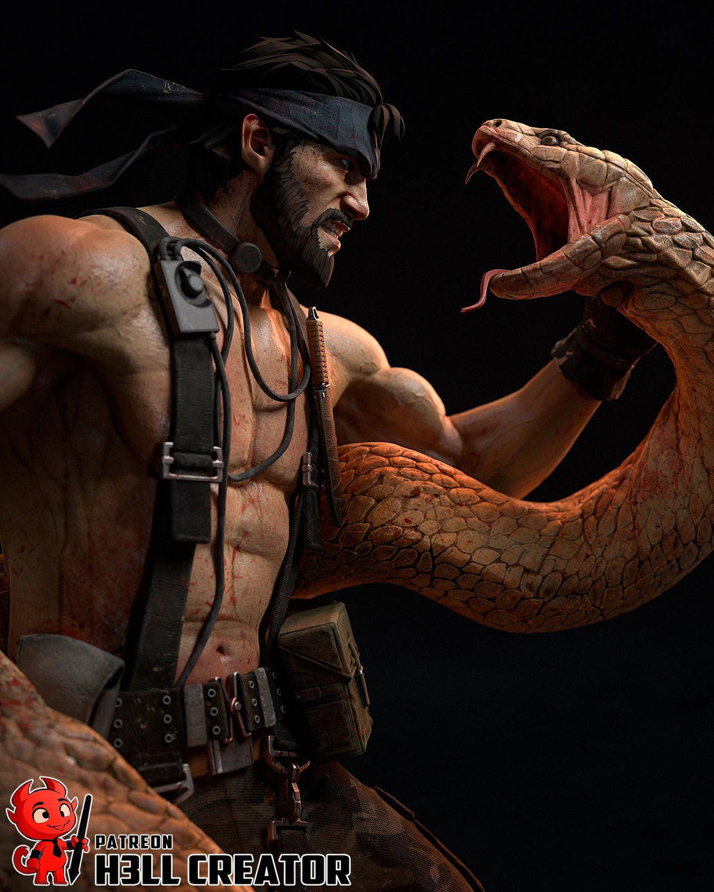 Big Boss resin statue, Hand Painted Collectible Figure, 189 mm (7.4 in)