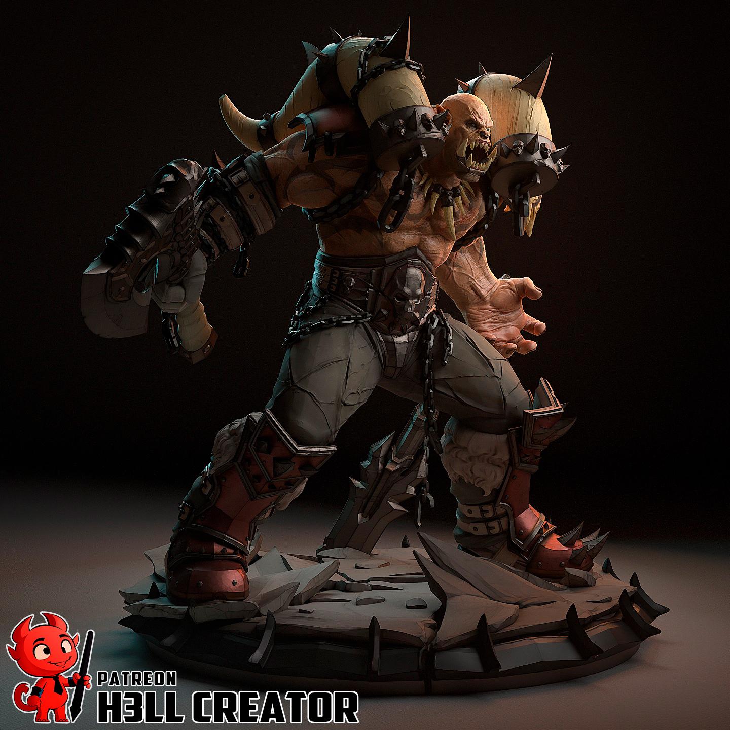 Garrosh Hellscream Statue, Hand Painted Resin Figure, 186 mm (7.3 in)