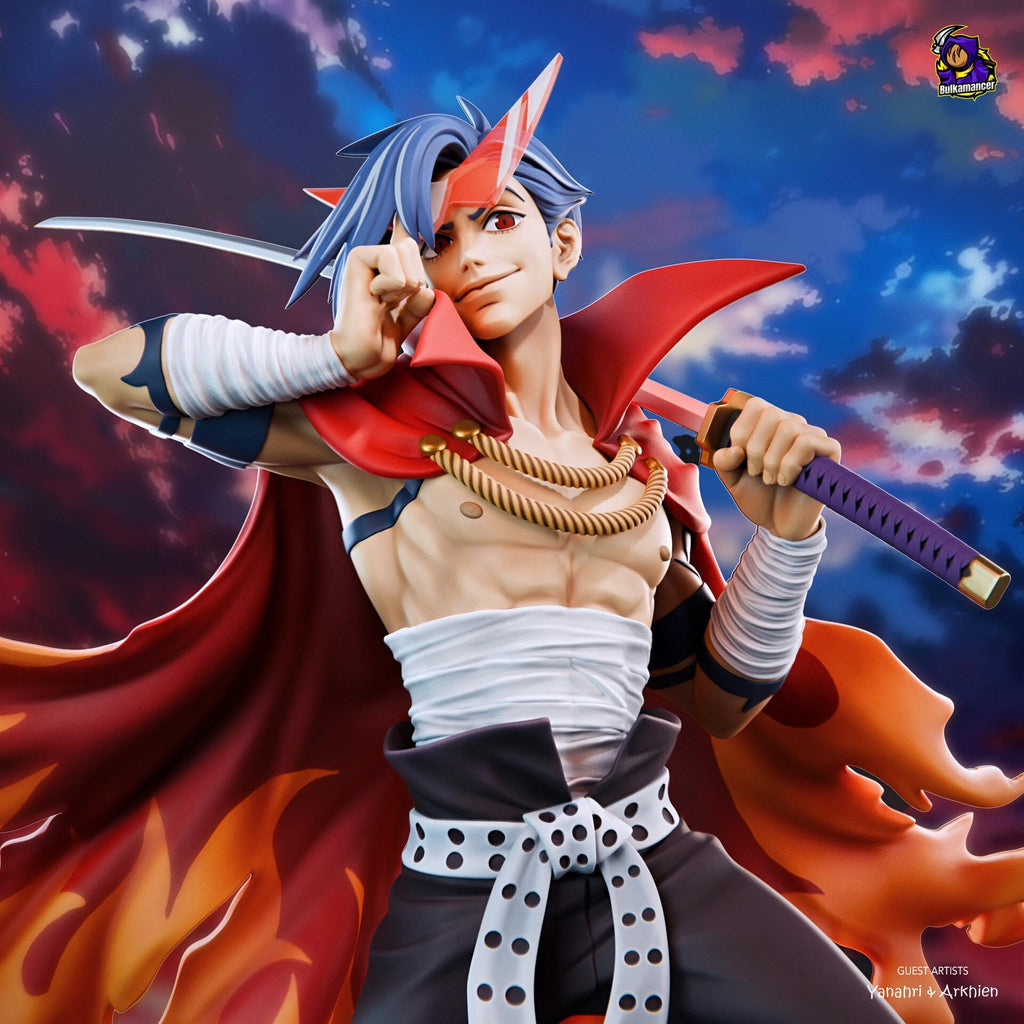 Kamina Resin Figure, Hand Painted Collectible Statue, Anime Fan Art