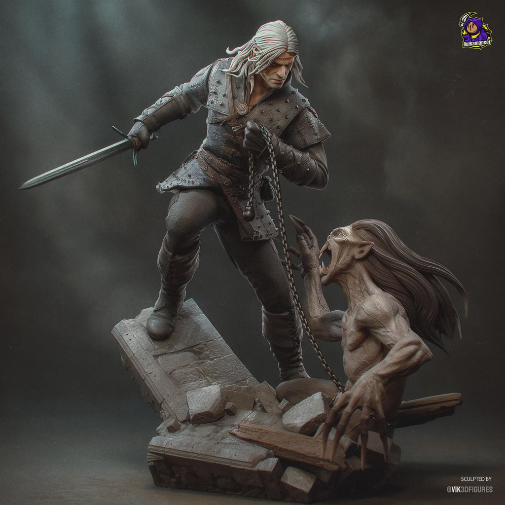 Geralt of Rivia figure, Resin Statue, Hand Painted Collectible, 25.1 cm (9.88 in)