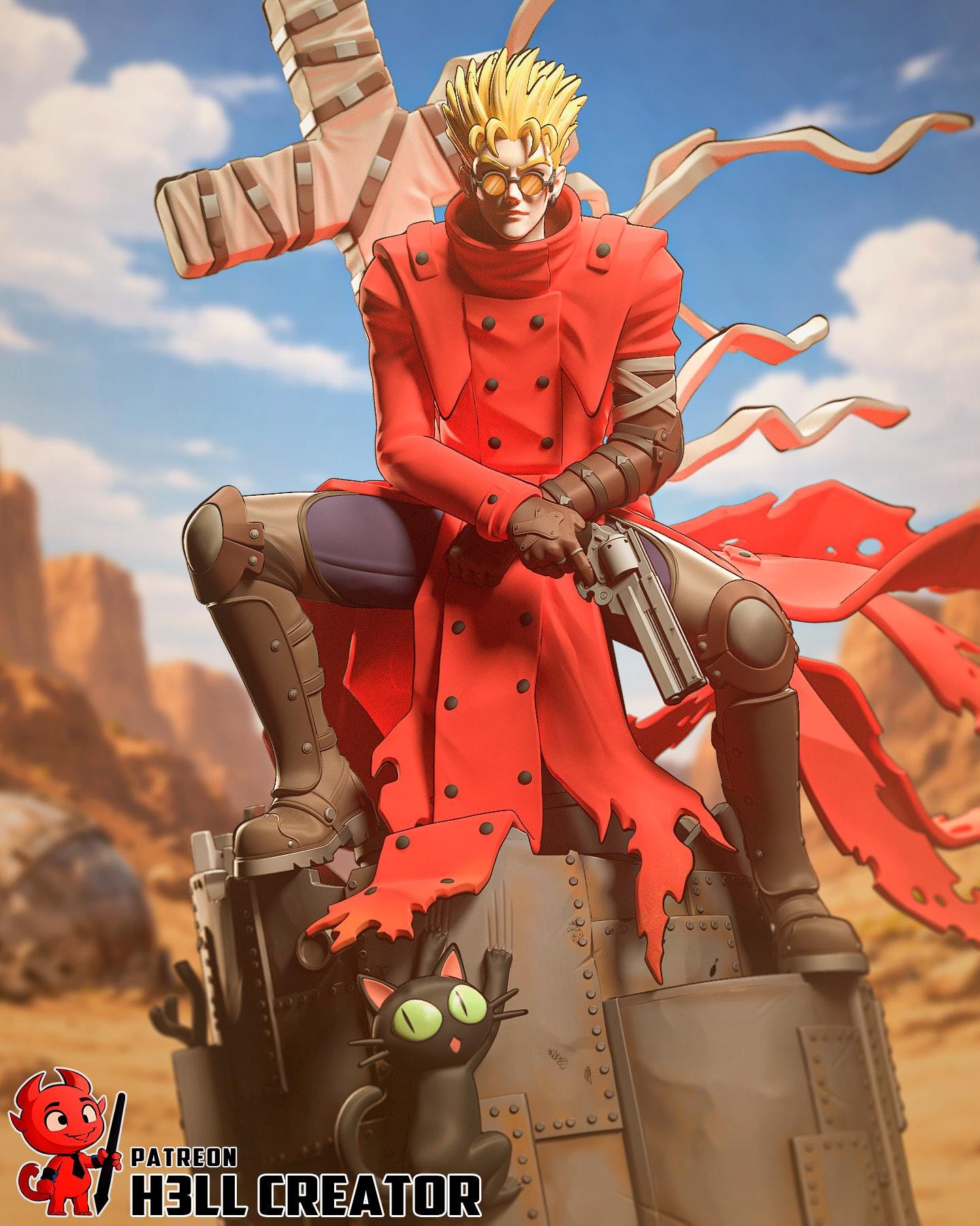 Vash The Stampede Figure, Resin Statue, Hand Painted Collectible, 22.9 cm (9.0 in)