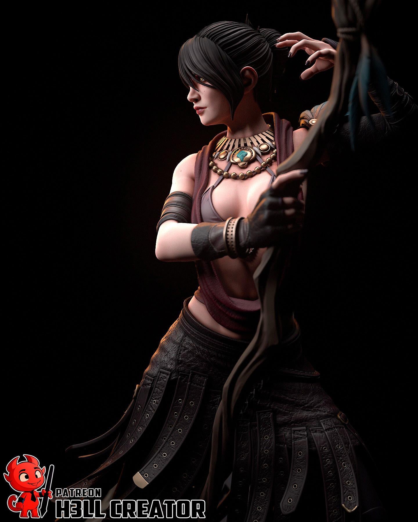 Morrigan resin figure, Hand Painted Collectible Statue, 21.3 cm (8.4 in)
