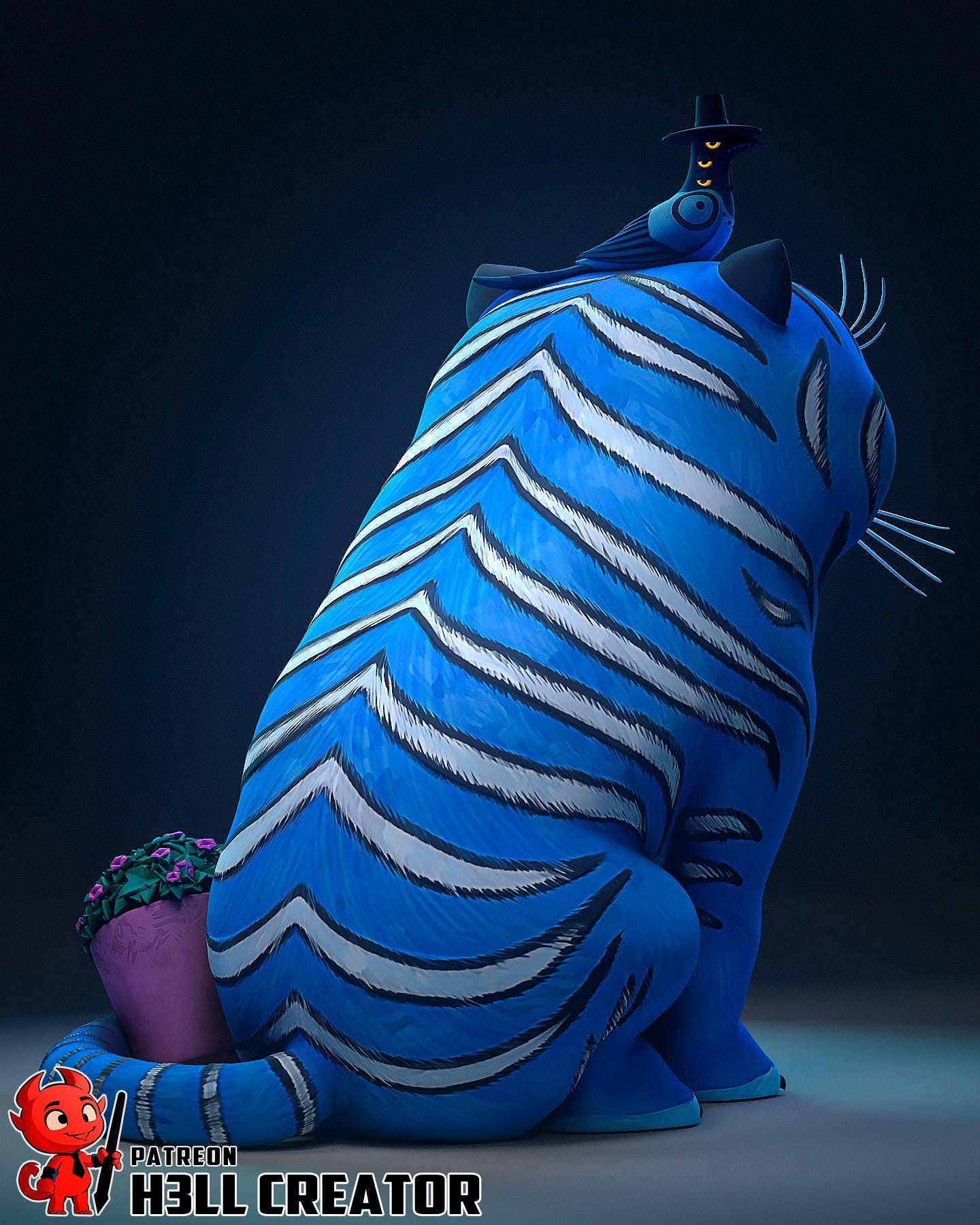 Derpy Tiger resin statue, Hand Painted Collectible Figure, 130 mm (5.1 in)