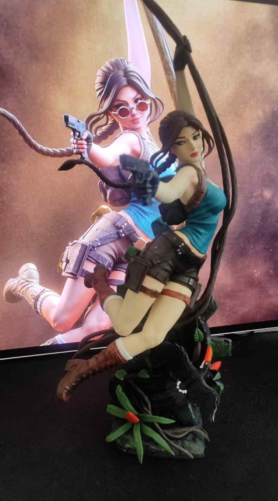 Lara Croft Statue, Tomb Raider Resin Figure, Hand Painted Collectible