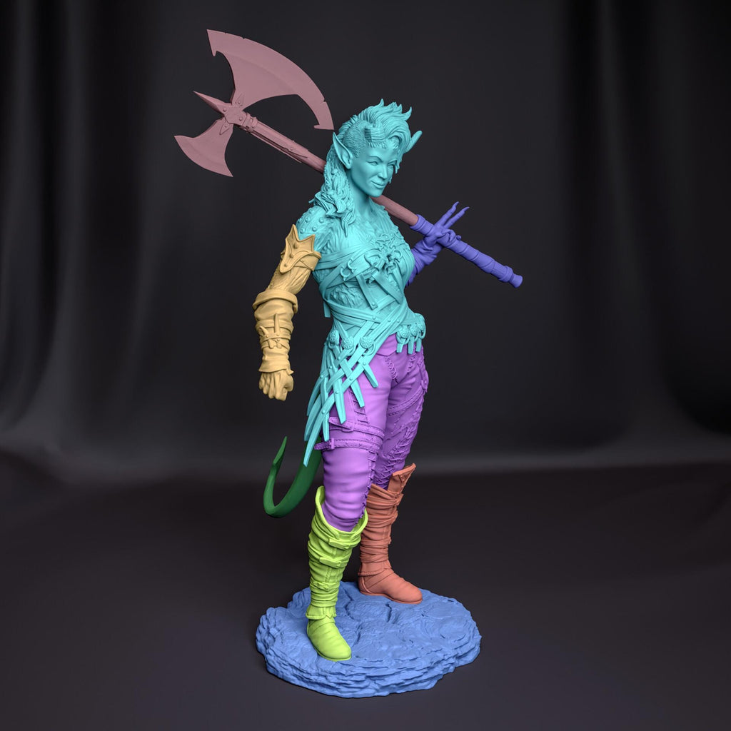 Karlach resin figure, Tiefling Resin Statue, Hand Painted, 28.9 cm
