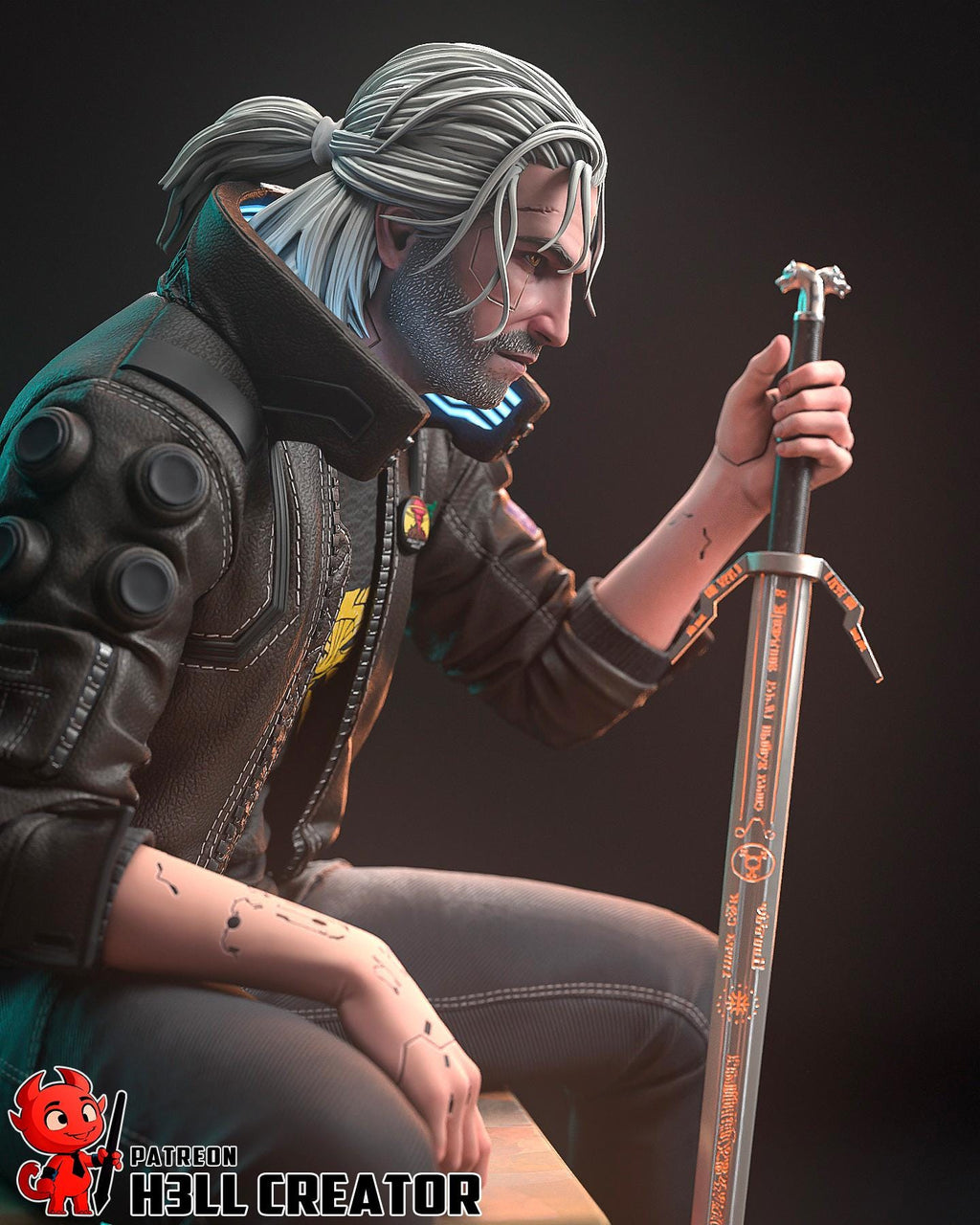 Geralt Rivia Statue, Hand Painted Collectible Figure, 132 mm (5.2 in)