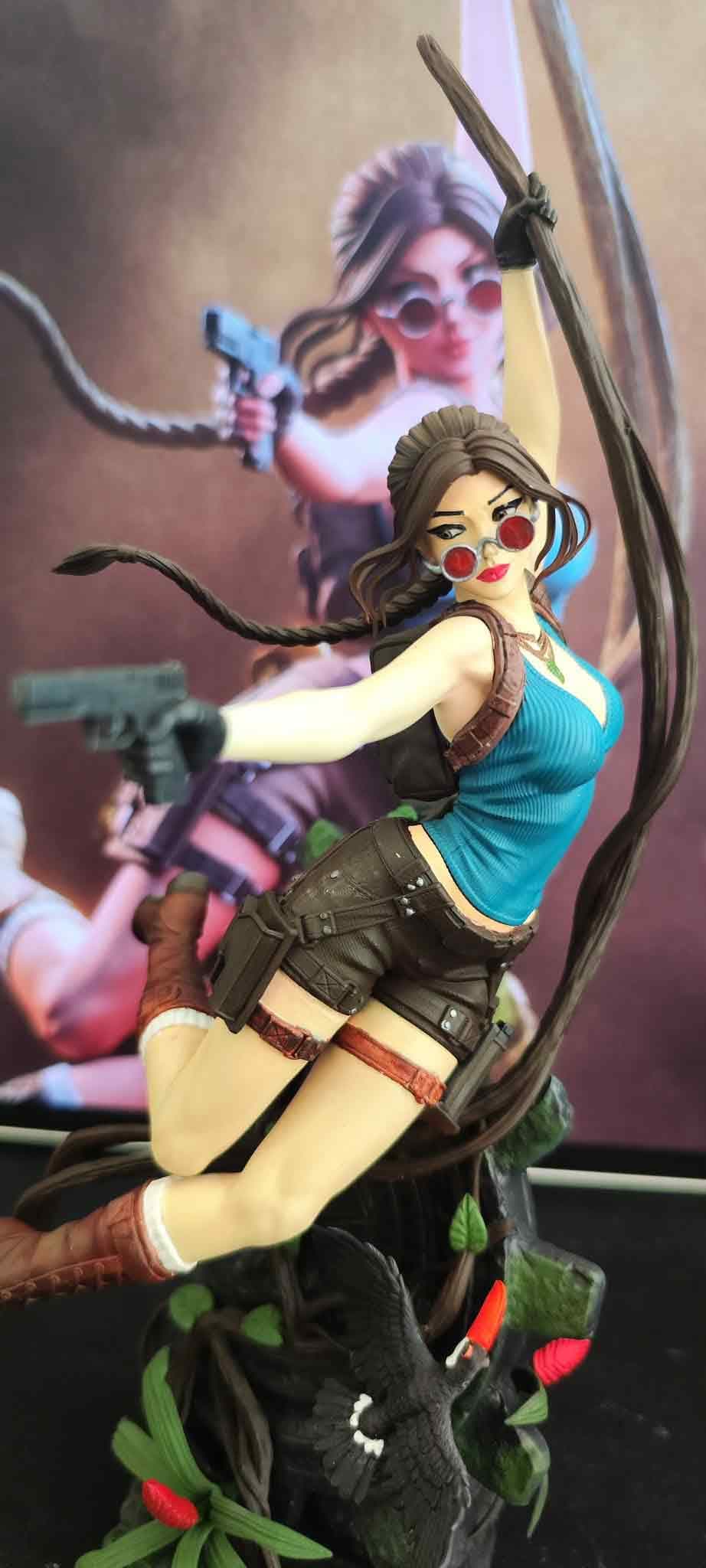 Lara Croft Statue, Tomb Raider Resin Figure, Hand Painted Collectible