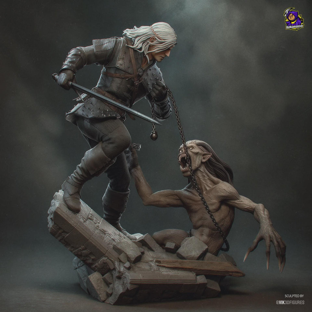 Geralt of Rivia figure, Resin Statue, Hand Painted Collectible, 25.1 cm (9.88 in)