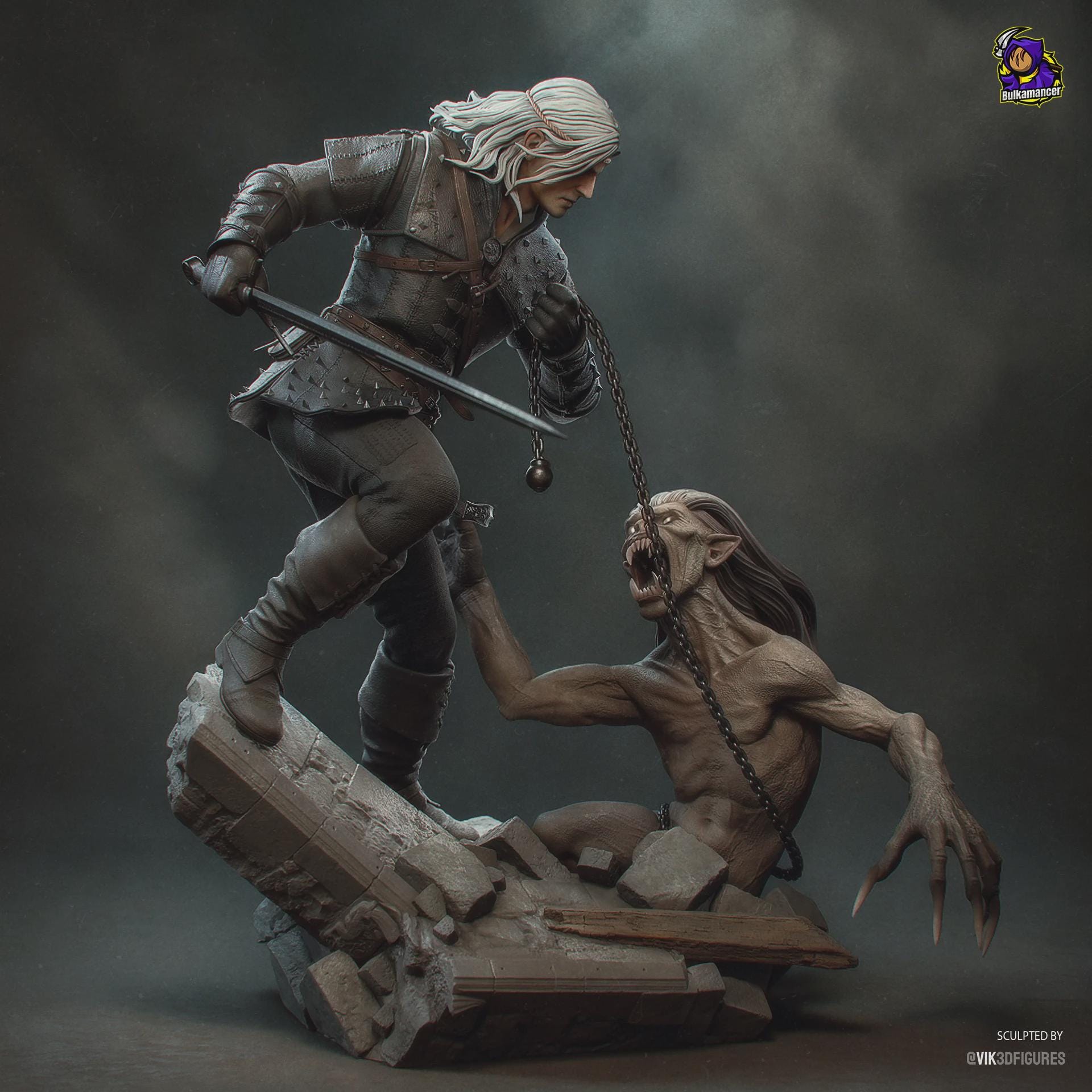 Geralt of Rivia figure, Resin Statue, Hand Painted Collectible, 25.1 cm (9.88 in)