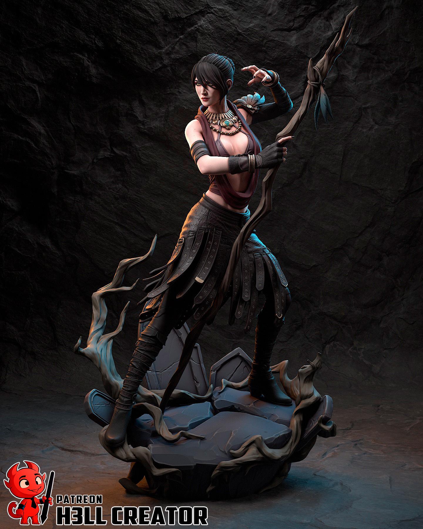 Morrigan resin figure, Hand Painted Collectible Statue, 21.3 cm (8.4 in)