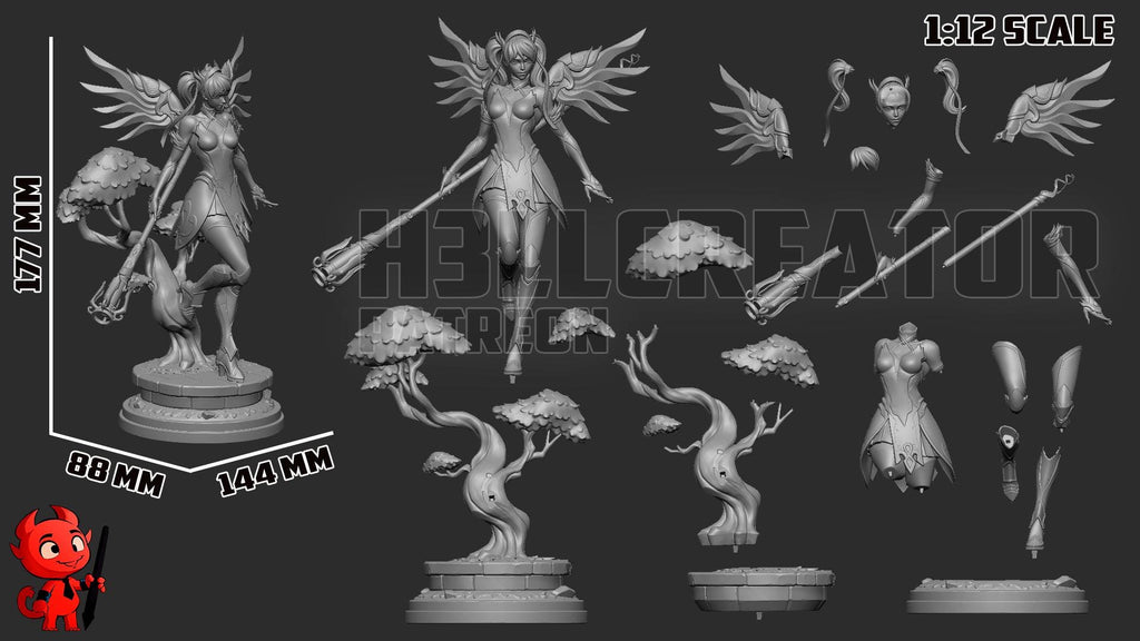 Mercy Resin Statue, Hand Painted Collectible Figure, Fantasy Display Piece