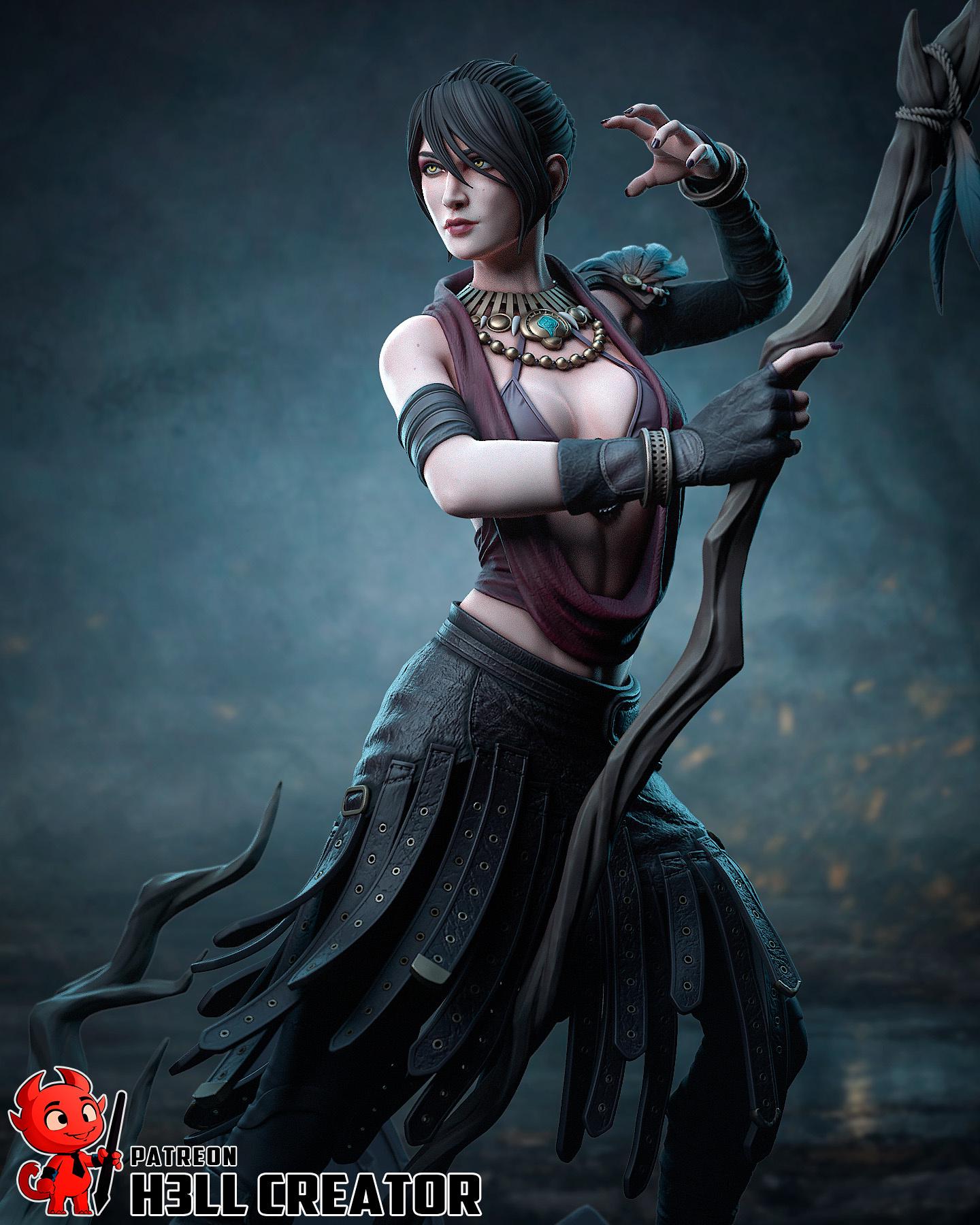 Morrigan resin figure, Hand Painted Collectible Statue, 21.3 cm (8.4 in)