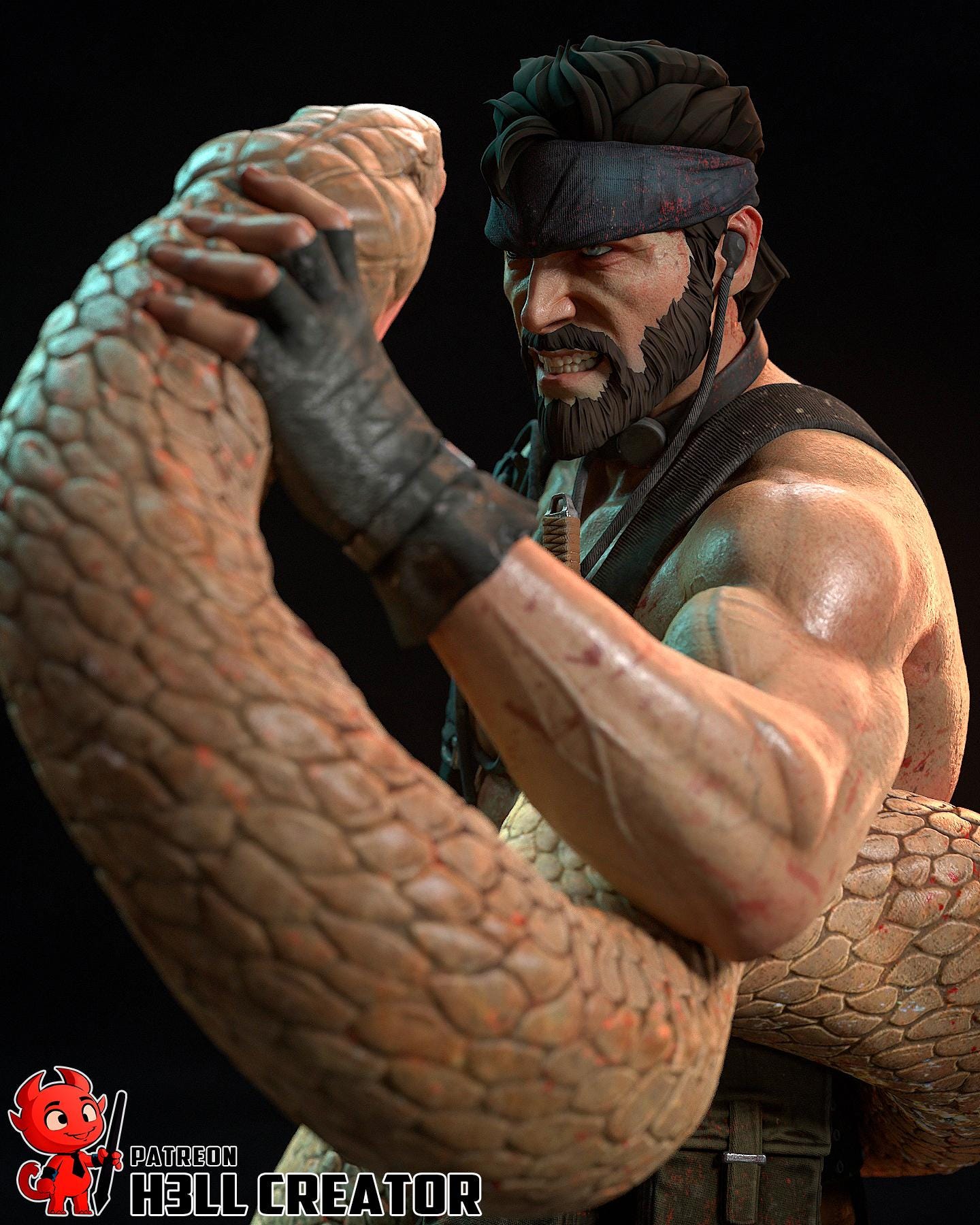 Big Boss resin statue, Hand Painted Collectible Figure, 189 mm (7.4 in)