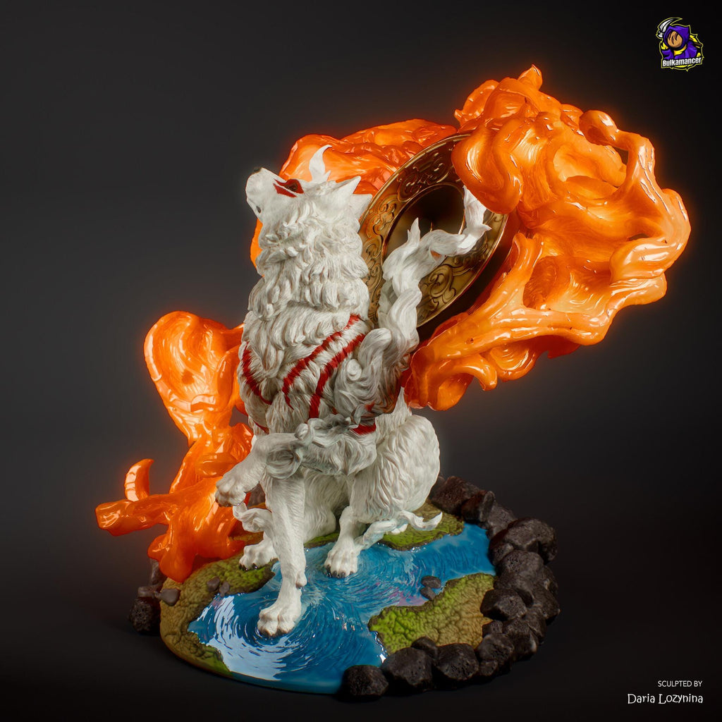 Amaterasu Okami Figure, Resin Statue, Hand Painted Collectible 3D