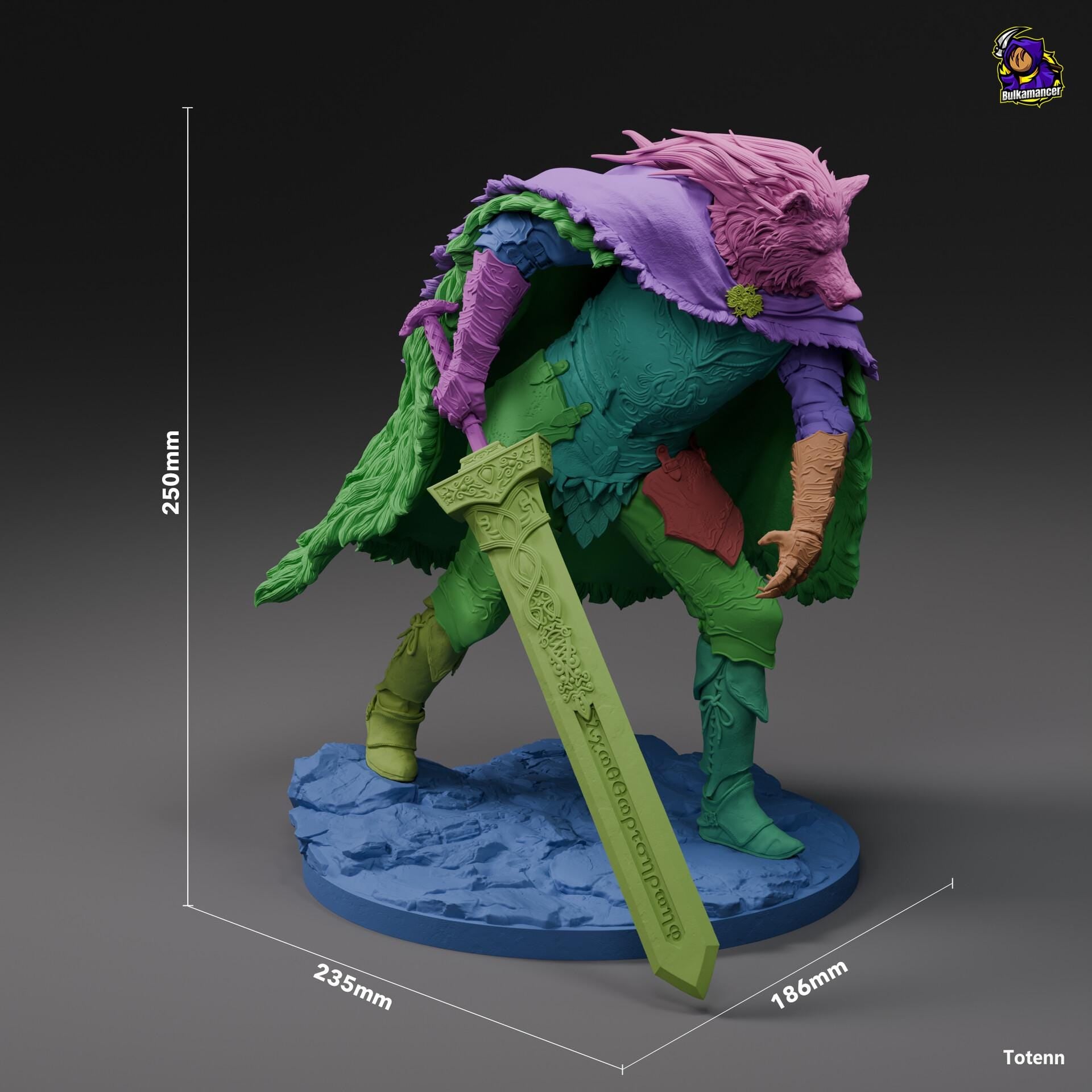 Blaidd the Half-Wolf, Blaidd Resin Figure, Hand Painted, 25 cm (9.84 in)