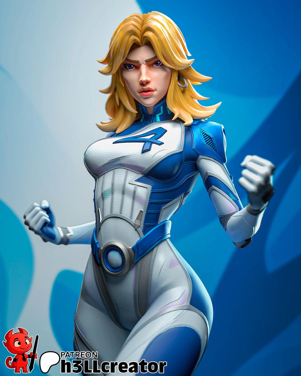 Invisible Woman Statue, Resin Collectible, Hand Painted Figure, 15.7 cm (6.2 in)