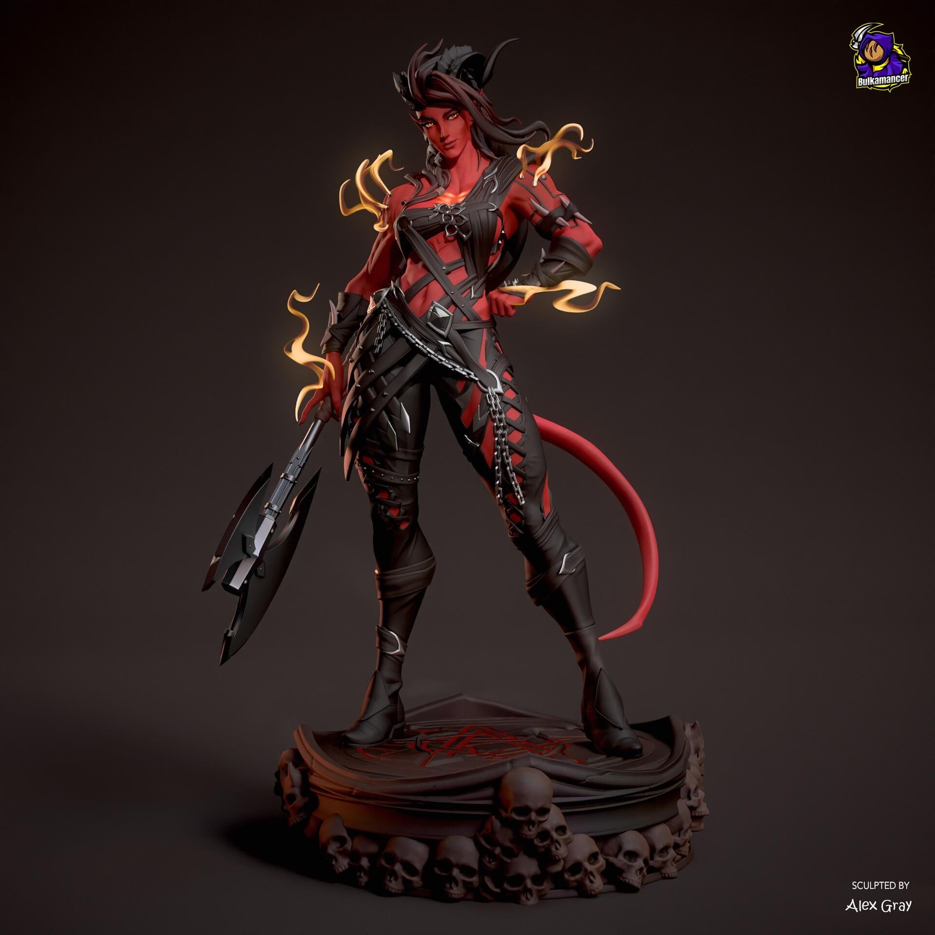 Karlach resin figure, Hand Painted Collectible Statue, 28.9 cm (11.38 in)