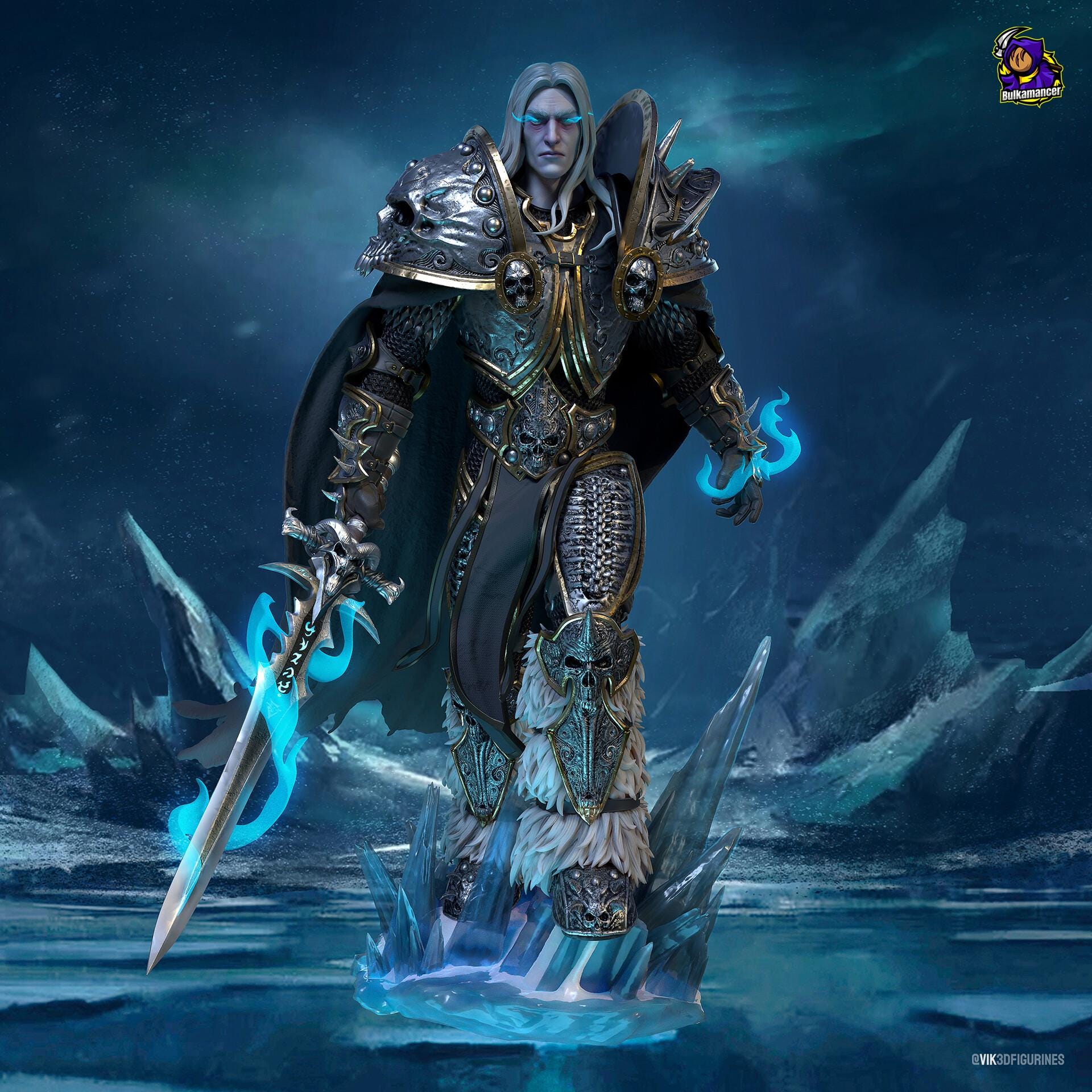 Arthas Menethil resin figure, Lich King Statue, Hand Painted, 28.4 cm (11.2 in)