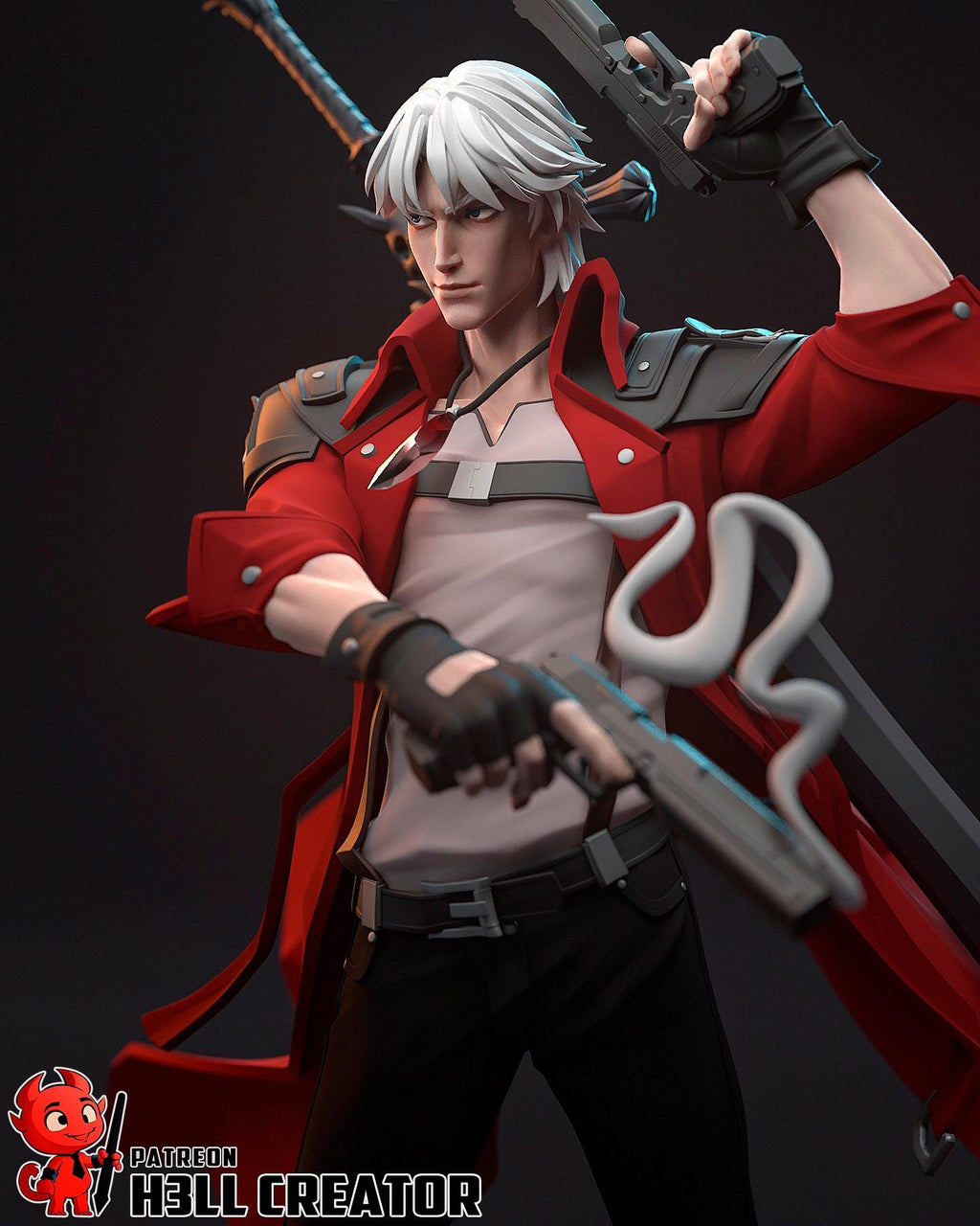 Dante resin statue, Hand Painted Game Collectible Figure, 233 mm