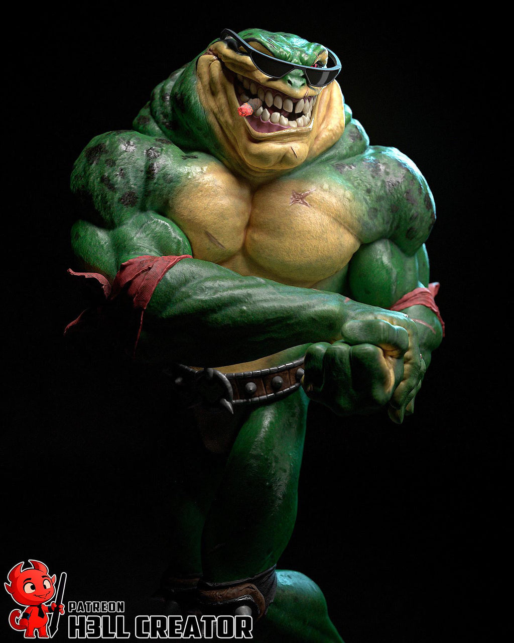 Rash Battletoads Figure, Resin Statue, Hand Painted Collectible, 8.3 in