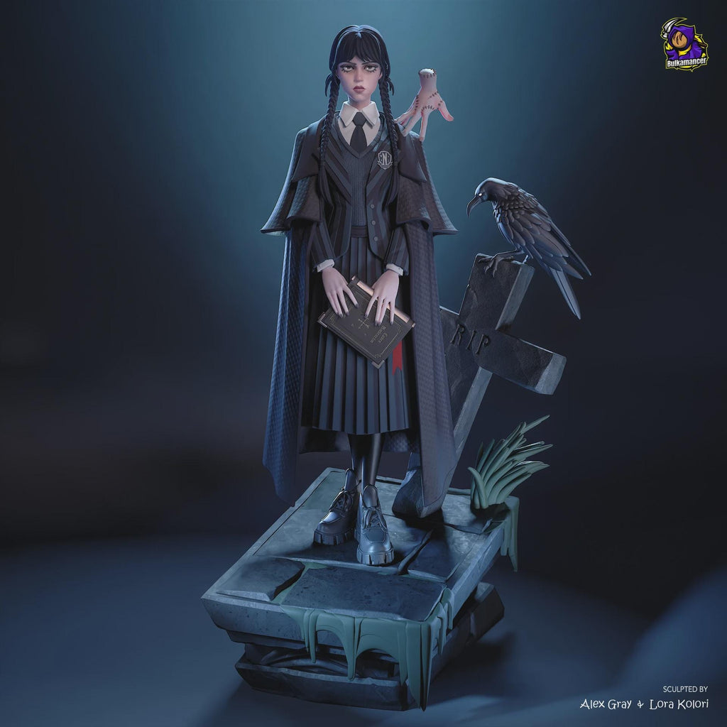 Wednesday Morticia Addams Figure,Resin Statue, Hand Painted 28 cm