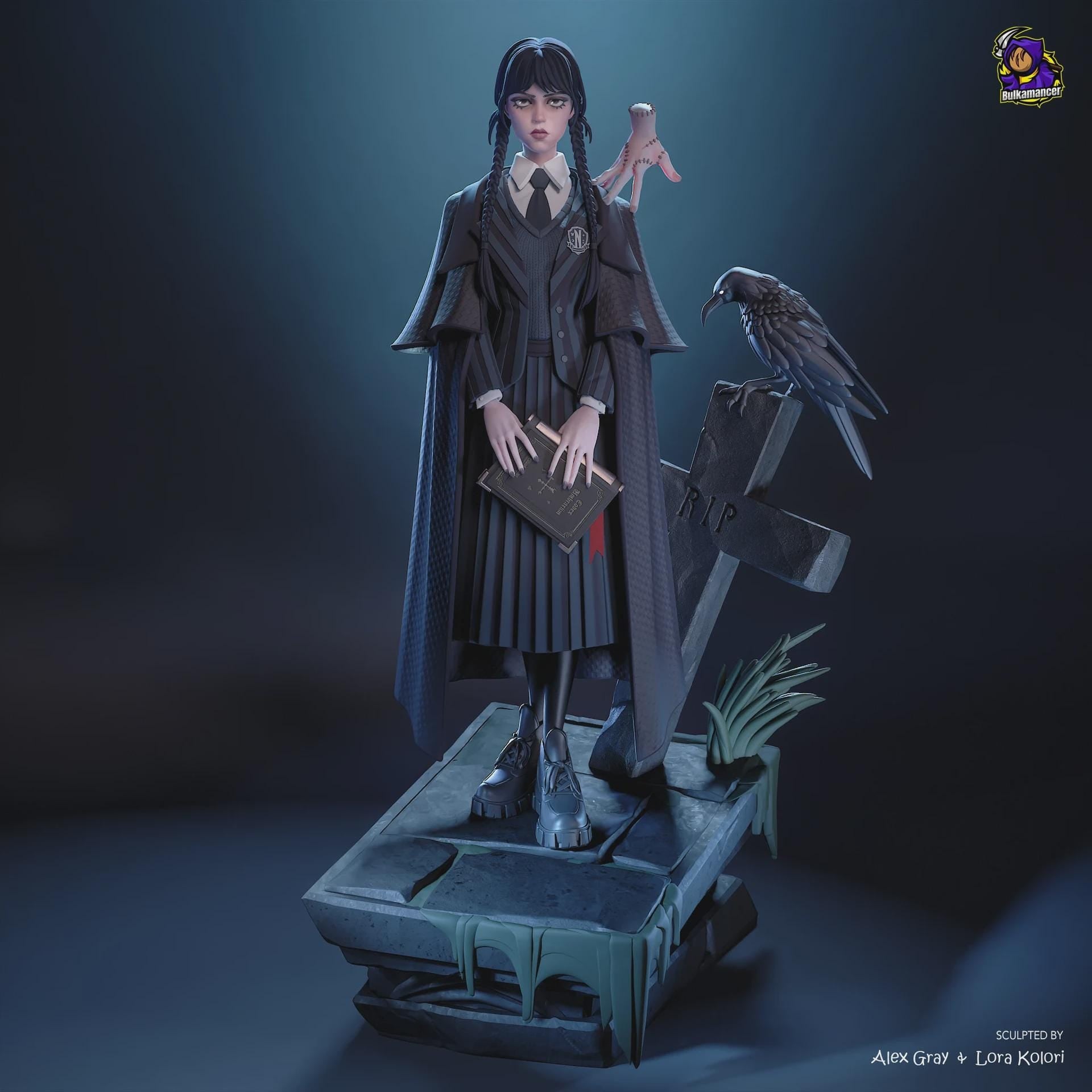 Wednesday Morticia Addams Figure,Resin Statue, Hand Painted 28 cm