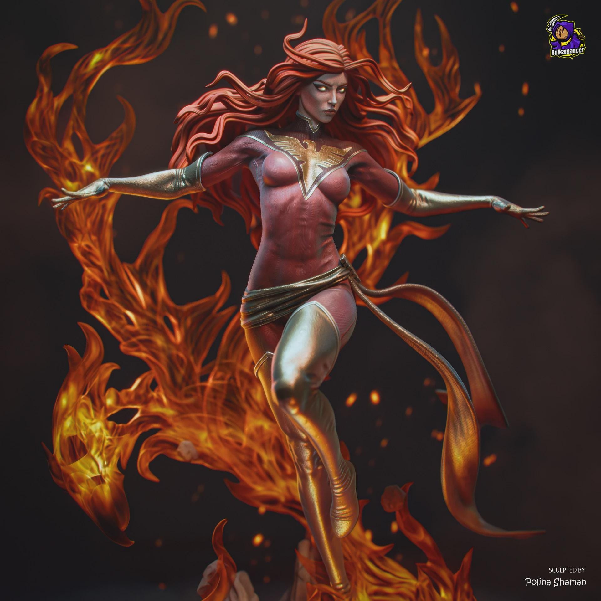 Dark Phoenix resin figure, Hand Painted Collectible Statue, Jean Grey