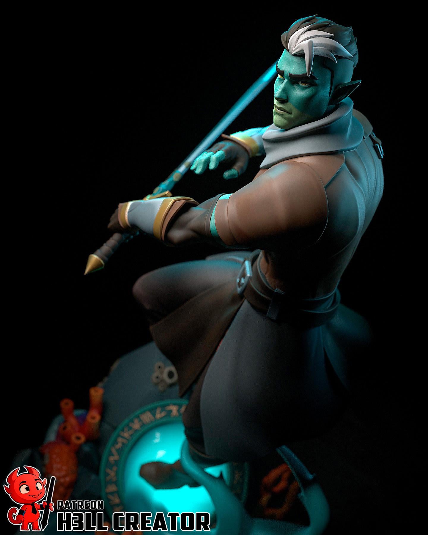 Fjord Resin Figure, Hand Painted Collectible Statue Models, 24 cm